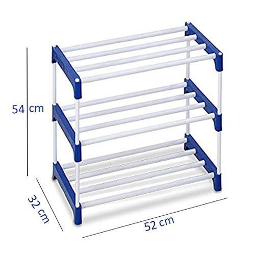 Ebee 6 Pairs Plastic Shoe Rack (Blue, 3 Shelves) - Image 2