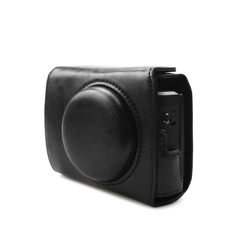 Rieibi G7X II G7X III Case - Vintage Leather Camera Case for Canon PowerShot G7 X Mark II/G7 X Mark III DSLR Camera - Protective Case with Strap, Black, Beauty Case - Image 1