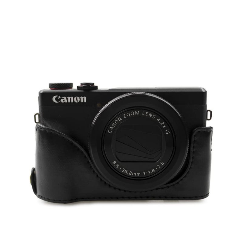 Rieibi G7X II G7X III Case - Vintage Leather Camera Case for Canon PowerShot G7 X Mark II/G7 X Mark III DSLR Camera - Protective Case with Strap, Black, Beauty Case - Image 3