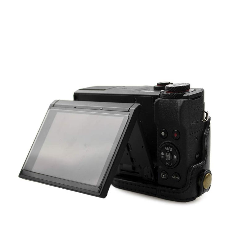 Rieibi G7X II G7X III Case - Vintage Leather Camera Case for Canon PowerShot G7 X Mark II/G7 X Mark III DSLR Camera - Protective Case with Strap, Black, Beauty Case - Image 5