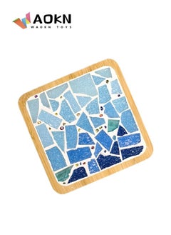 DIY Coaster with Glass Mosaic Tiles Mixed Color Mosaic Kit with Bamboo Coaster Crafts for Adults Mosaic Crafts Materials Package Mosaic Supplies for Coaster Handmade Home Decoration Gift