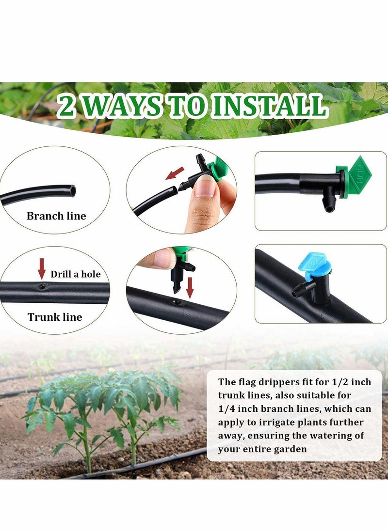 Y&D 60 Pieces Drip Emitter Garden Flag Irrigation Dripper in 3 Sizes, Trees and Shrubs, 1 GPH, 2 4 GPH  - Image 5