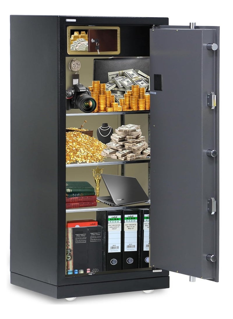 Rubik Fire Resistant Triple Security Safe Box XX-Large Capacity Locker for Money Documents Home Office (Size 150x65x56cm) Black/Grey  - Image 3