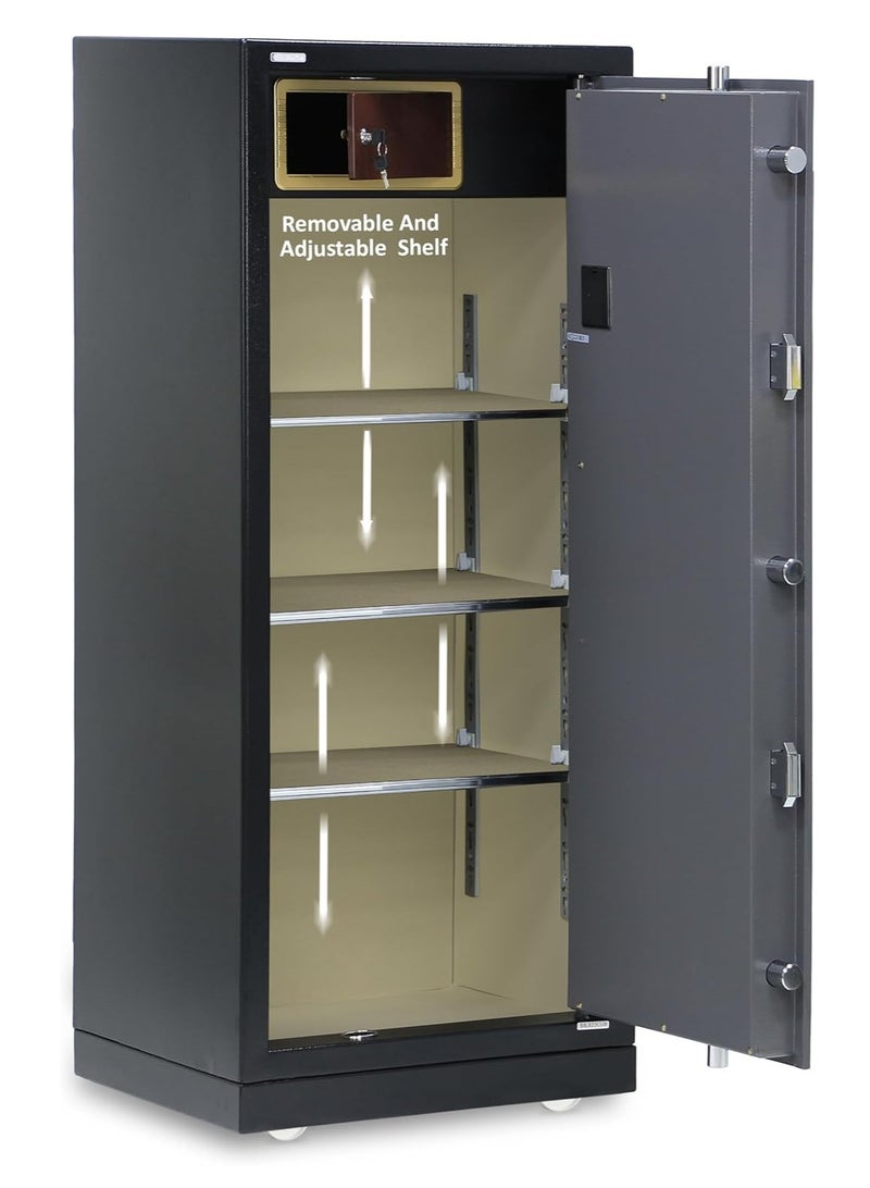 Rubik Fire Resistant Triple Security Safe Box XX-Large Capacity Locker for Money Documents Home Office (Size 150x65x56cm) Black/Grey  - Image 4