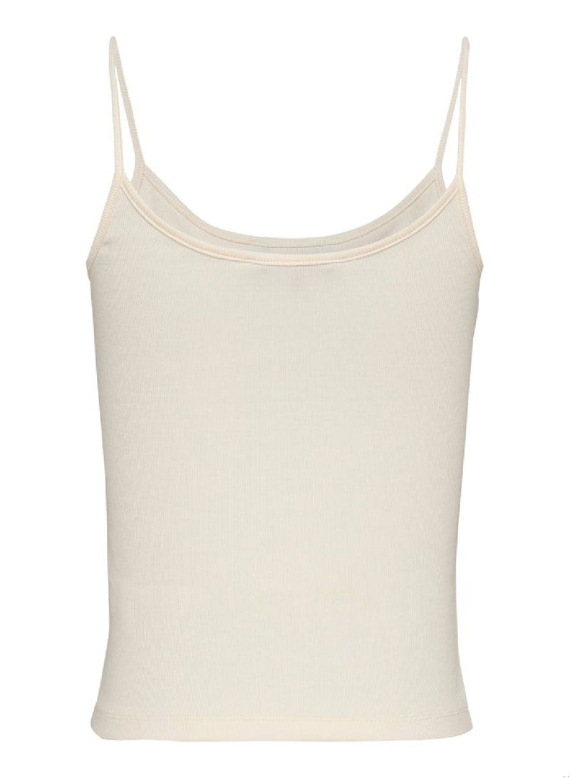 TOMMY JEANS Women's Ribbed Slim Spaghetti Strap Top - Cotton, White  - Image 4