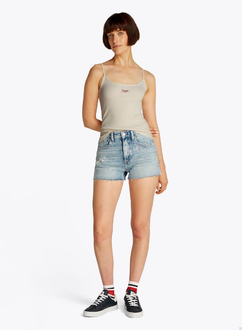 TOMMY JEANS Women's Ribbed Slim Spaghetti Strap Top - Cotton, White  - Image 5