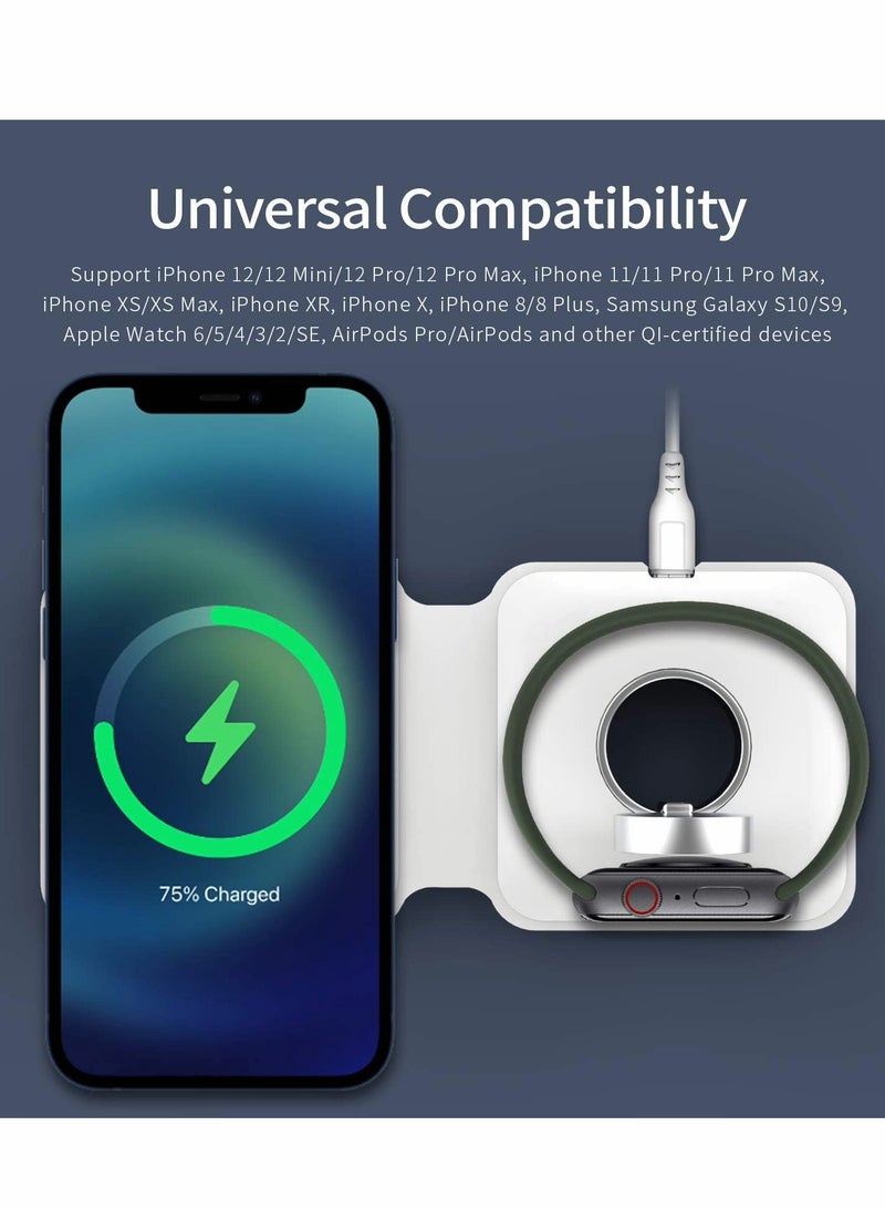 Excefore Wireless Charging Pad, Portable 2 in 1 Foldable Charging Dock Power Station for Watch and Phone - Image 2