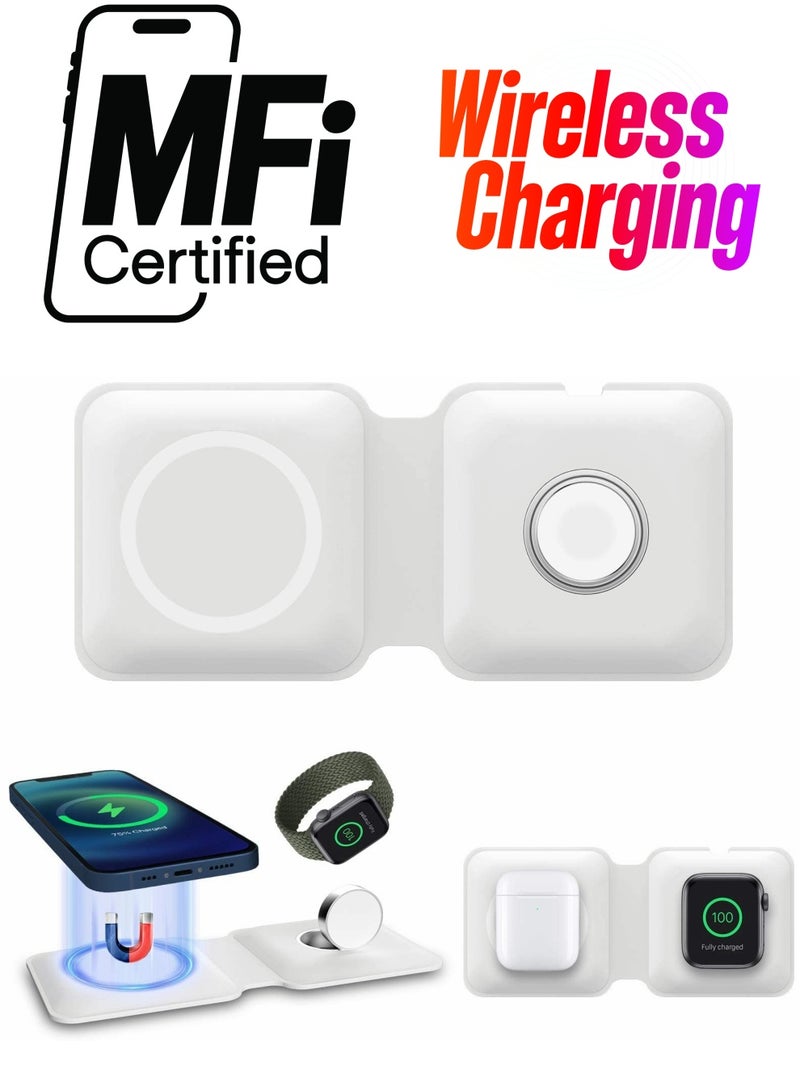 Excefore Wireless Charging Pad, Portable 2 in 1 Foldable Charging Dock Power Station for Watch and Phone - Image 1