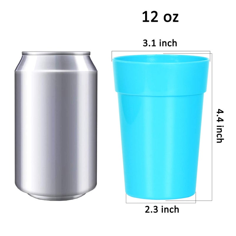 Youngever 18 Pack 12 Ounce Plastic Kids Juice Tumblers  Unbreakable Drinking Glasses  Plastic Cups  Reusable | Stackable | NO BPA | Top-rack Dishwasher Safe (Coastal Colors) - Image 2