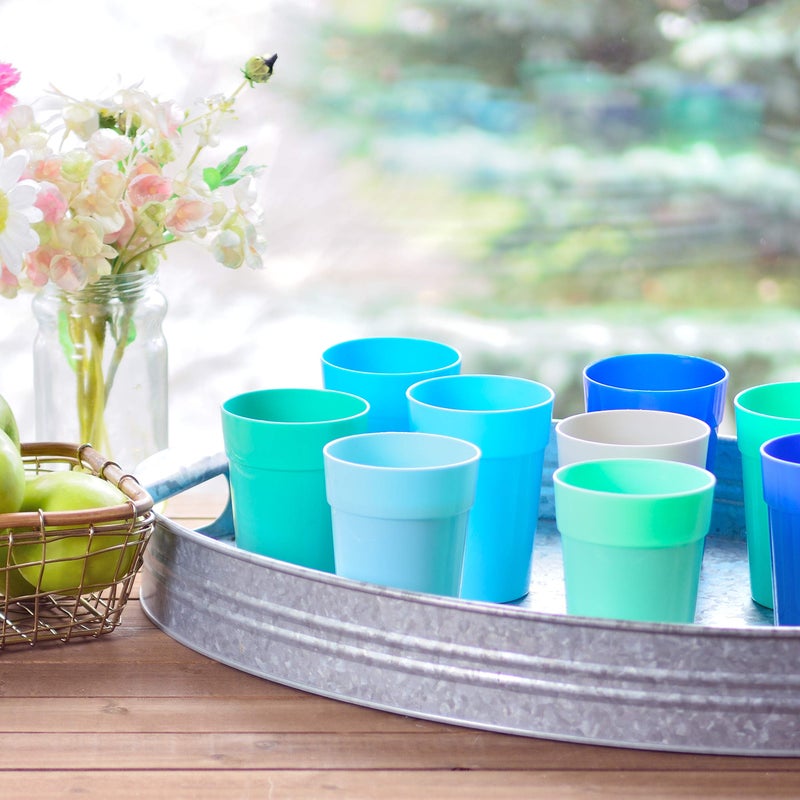 Youngever 18 Pack 12 Ounce Plastic Kids Juice Tumblers  Unbreakable Drinking Glasses  Plastic Cups  Reusable | Stackable | NO BPA | Top-rack Dishwasher Safe (Coastal Colors) - Image 3