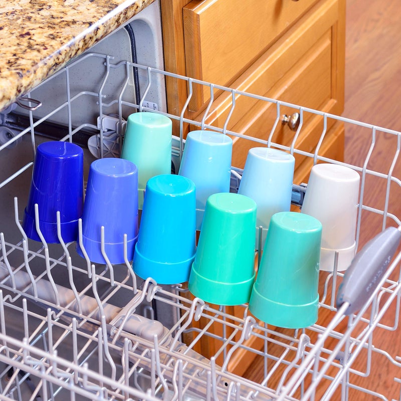 Youngever 18 Pack 12 Ounce Plastic Kids Juice Tumblers  Unbreakable Drinking Glasses  Plastic Cups  Reusable | Stackable | NO BPA | Top-rack Dishwasher Safe (Coastal Colors) - Image 4