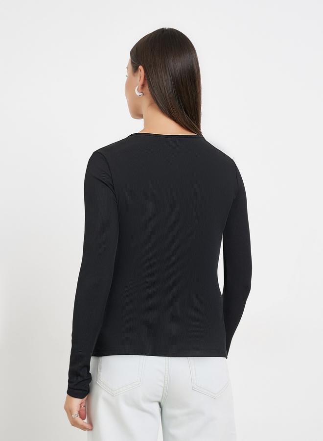 ستايلي بلوزة بنمط لف وأكمام طويلة - Image 5