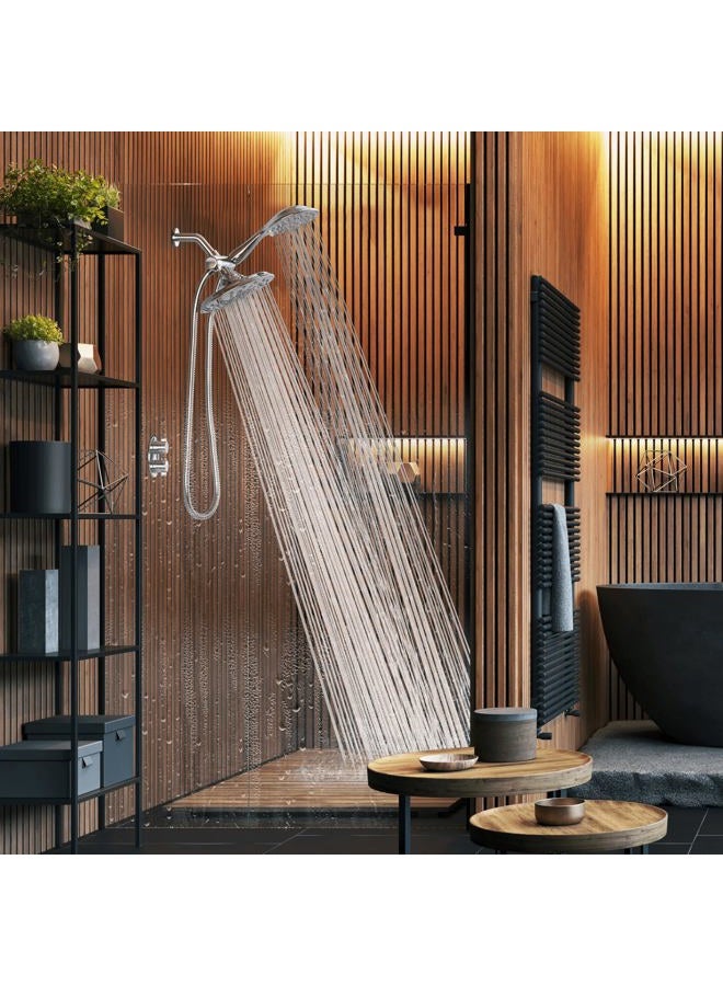 SparkPod Dual Shower Head - 8'' High Pressure 55-Mode Rain Shower Heads with Handheld Spray Combo - Rainfall, Handheld & Dual Mode - Easy Install 3-Way Showerhead with Hose & Holder (Polished Chrome) - Image 1