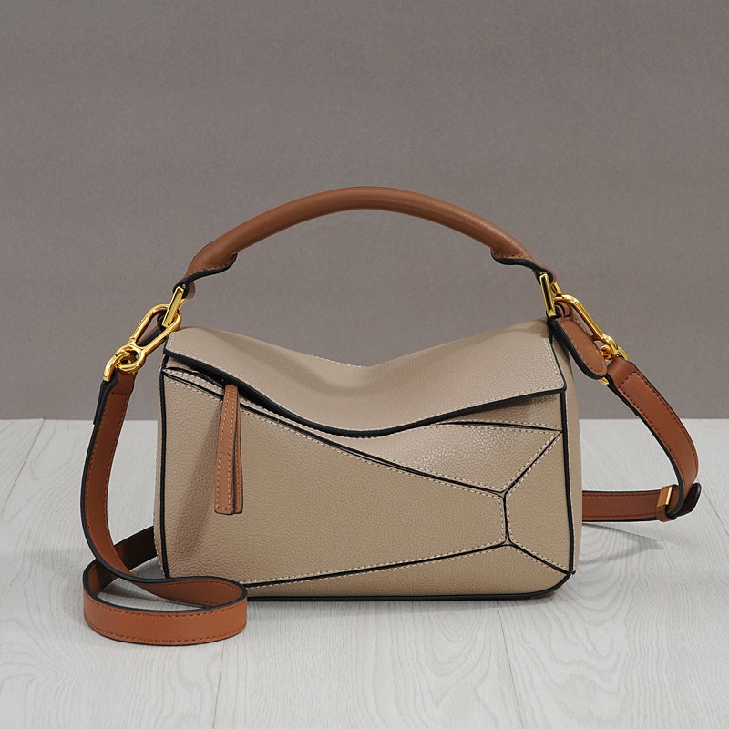2025 Trendy New Trendy Genuine Leather Women'S Bag Geometric Bag Mini Small Diamond Crossbody Handheld Pillow Bag - Image 2