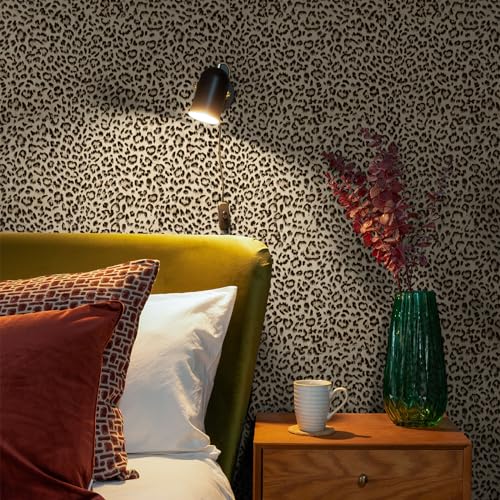 Simon&Siff Leopard Peel and Stick Wallpaper 17.3"x60" Black/Brown Vintage Animal Removable Wallpaper Renter Friendly Waterproof Modern Contact Paper for Bedroom Bathroom Cabinet - Image 3