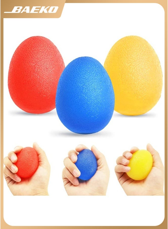 BAEKO Hand Grip Strength Trainer, Stress Relief Ball for Adults and Kids, Wrist Rehab Therapy Hand Grip Equipment Ball Squishy - Set of 3 Finger Resistance Exercise Squeezer - Image 1
