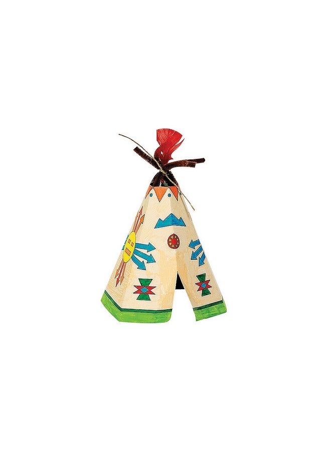 Fun Express Color Your Own Tee Pee Decoration Craft Kit - Makes 12 - DIY Crafts for Kids and Fun Home Activities - Image 1