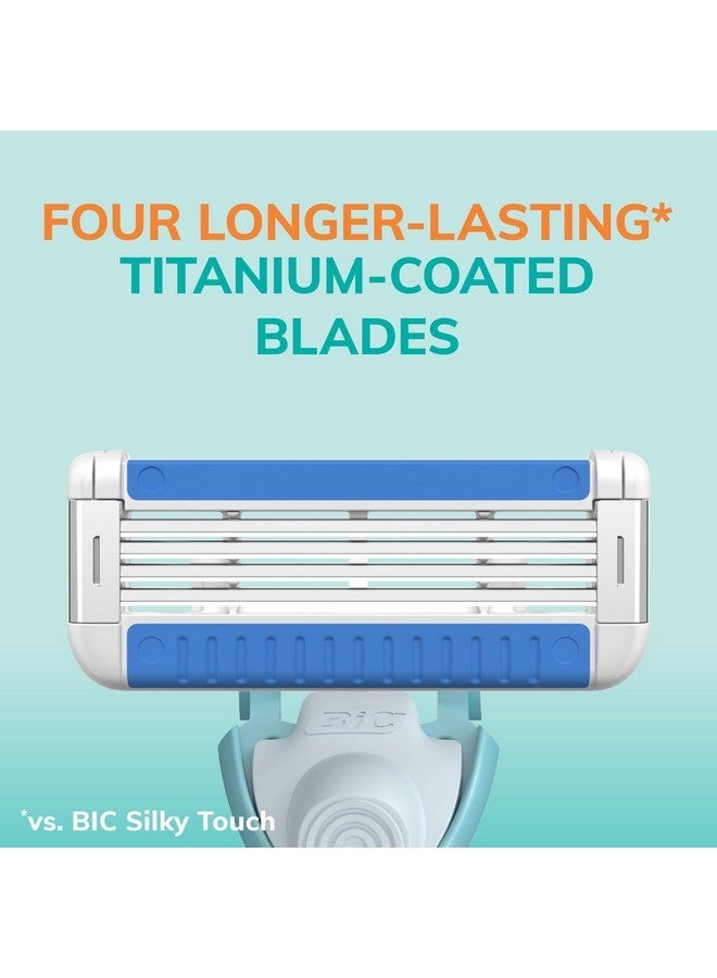 بيك ماكينة حلاقة نسائية سهلة الشطف مضادة للانسداد وقابلة لإعادة التعبئة مع 4 شفرات ومقبض ماكينة حلاقة و3 خراطيش حلاقة قابلة لإعادة التعبئة - Image 3