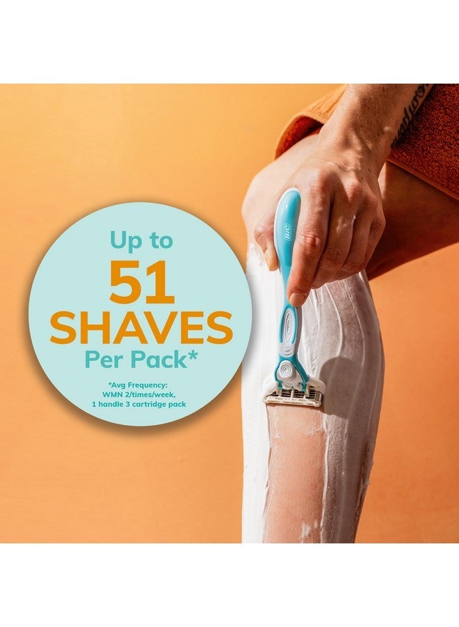 بيك ماكينة حلاقة نسائية سهلة الشطف مضادة للانسداد وقابلة لإعادة التعبئة مع 4 شفرات ومقبض ماكينة حلاقة و3 خراطيش حلاقة قابلة لإعادة التعبئة - Image 5