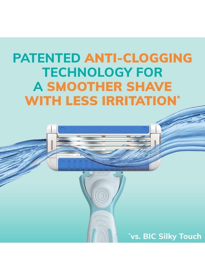 بيك ماكينة حلاقة نسائية سهلة الشطف مضادة للانسداد وقابلة لإعادة التعبئة مع 4 شفرات ومقبض ماكينة حلاقة و3 خراطيش حلاقة قابلة لإعادة التعبئة - Image 4