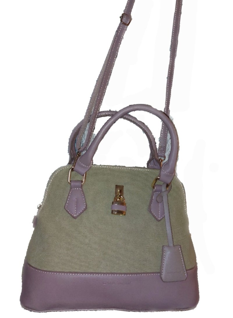 Women cross body handbag canvas with leather - Image 2