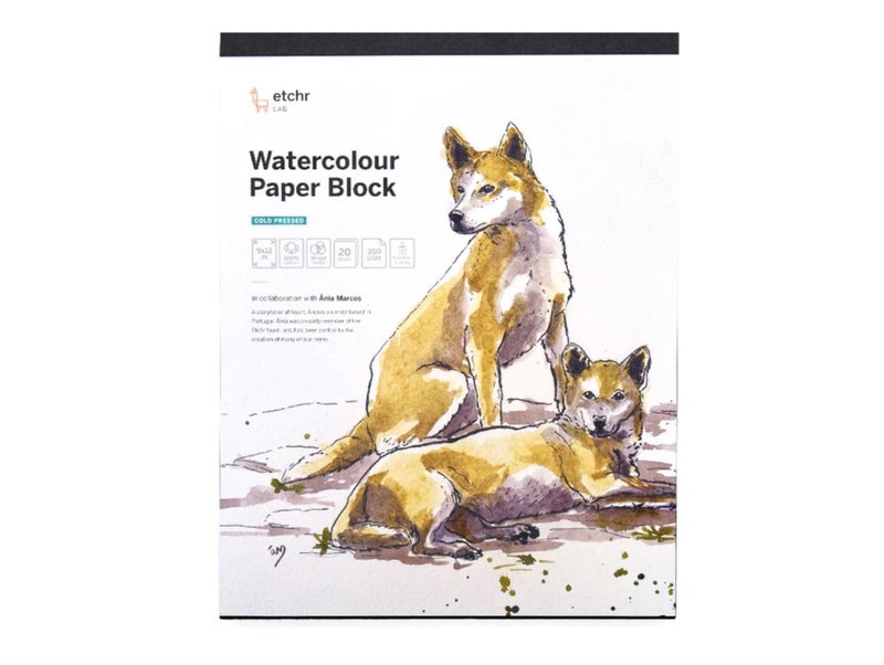 ETCHR Watercolor Paper Block - 9" x 12" 100% Cotton Cold Press Paper Block 350gsm - Warp Resistant Watercolor Paper Block