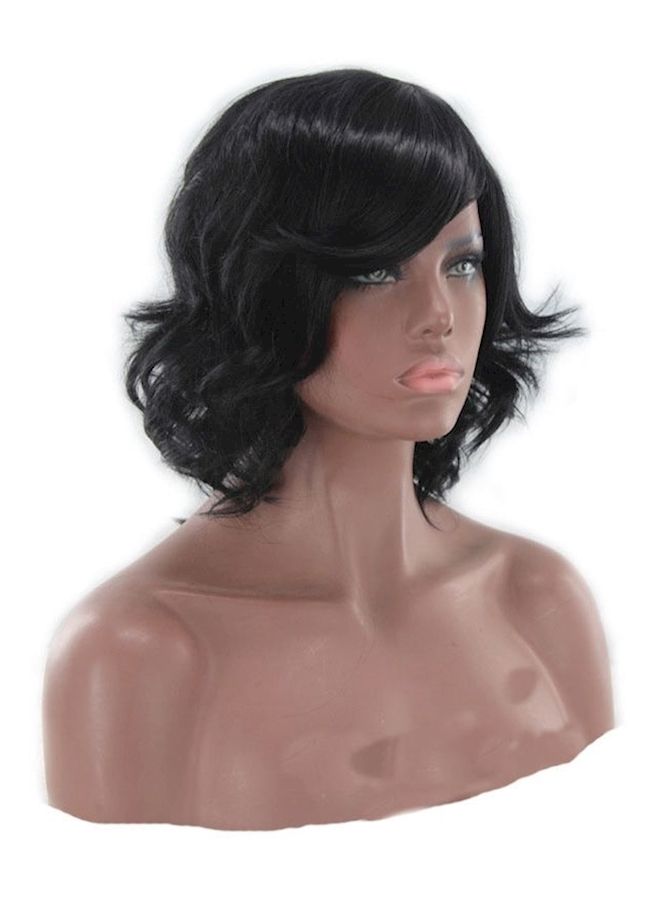 إسكدنيا شعر مستعار صناعي بتصفيفة قصيرة مجعدة أسود