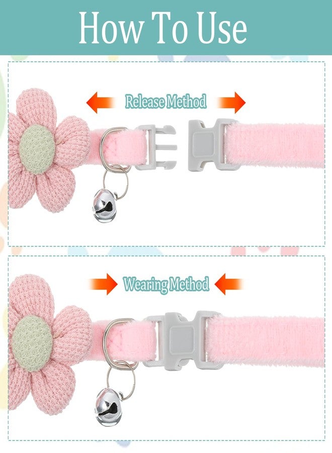 Zyghjort 4 Pcs Dog Collar with Flower, Puppy Collar for Girl Dog Cute Dogs Collars with Bell Adjustable Length Girl Dogs Collars with Flower Pendant for FemaleDogs - Image 5