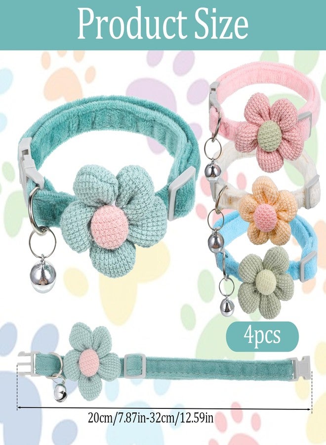 Zyghjort 4 Pcs Dog Collar with Flower, Puppy Collar for Girl Dog Cute Dogs Collars with Bell Adjustable Length Girl Dogs Collars with Flower Pendant for FemaleDogs - Image 2