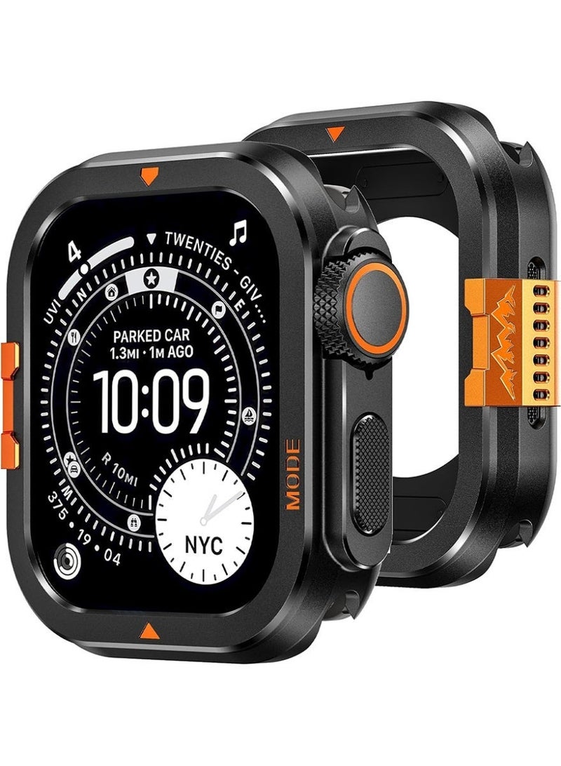 غلاف واقي معدني بتصميم مزدوج، مناسب لسلسلة Apple Watch 10/11 مقاس 46 ملم + واقي شاشة - Image 2