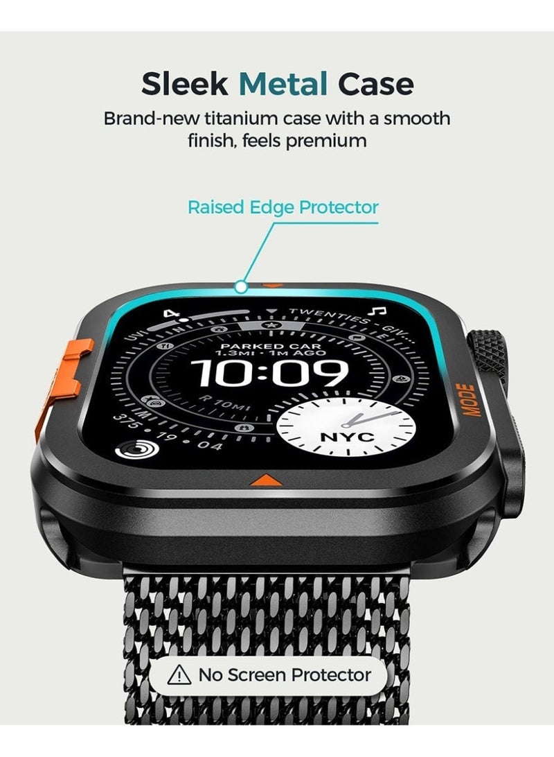 غلاف واقي معدني بتصميم مزدوج، مناسب لسلسلة Apple Watch 10/11 مقاس 46 ملم + واقي شاشة - Image 4