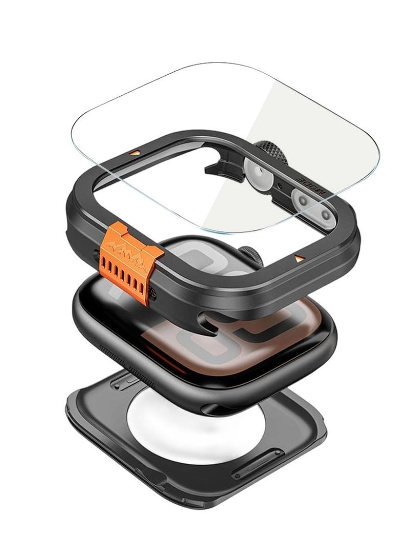 غلاف واقي معدني بتصميم مزدوج، مناسب لسلسلة Apple Watch 10/11 مقاس 46 ملم + واقي شاشة - Image 1