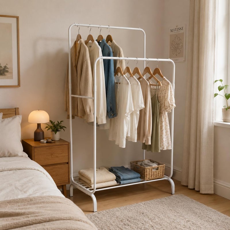 GOHAR metal double clothes stand - white