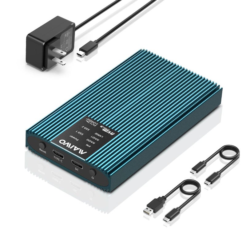 MAIWO M.2 NVMe PCIe RAID Enclosure, Dual Bay Enclosure for M.2 NVMe PCIe SSD with RAID0/1/PM/JBOD, USB 3.2 Gen2x2 Type-C 20Gbps Speed, 8TB Capacity (K2022R) - Image 1