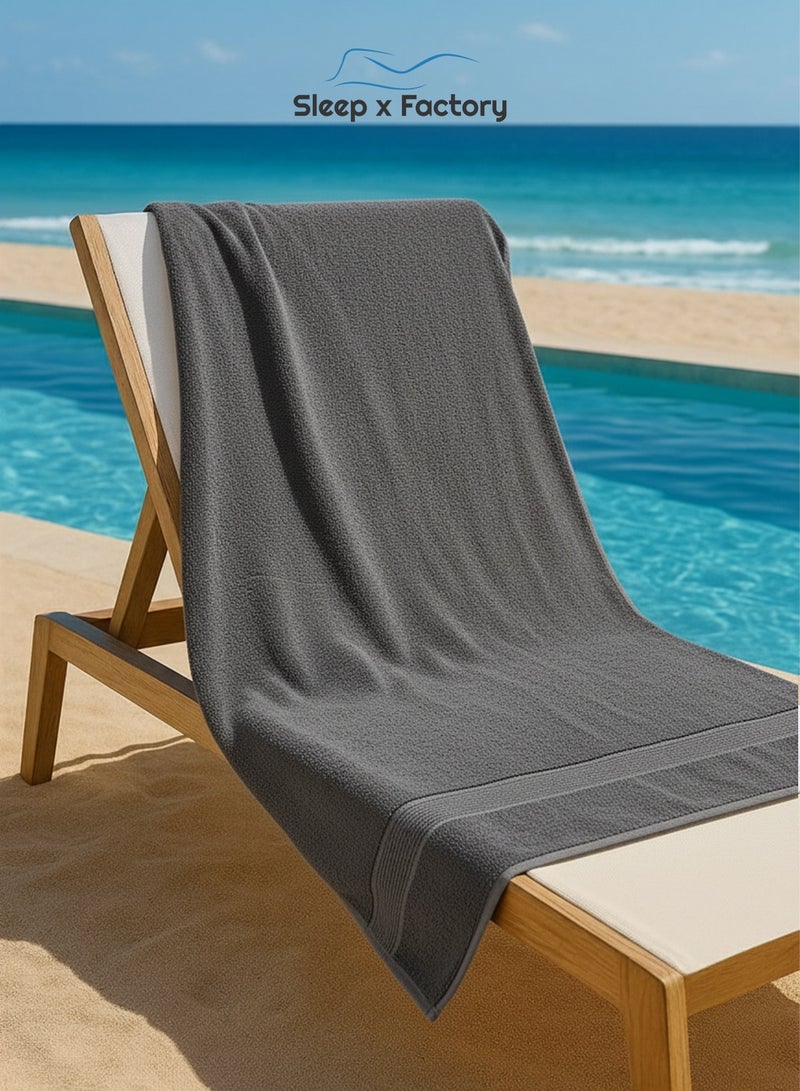 Sleep x Factory Dark Grey Bath Sheet – 100% Cotton, Extra-Large, Soft & Absorbent – 90x180 cm - Image 1