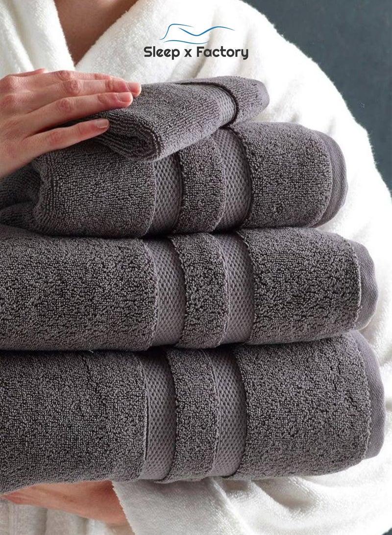 Sleep x Factory Dark Grey Bath Sheet – 100% Cotton, Extra-Large, Soft & Absorbent – 90x180 cm - Image 5