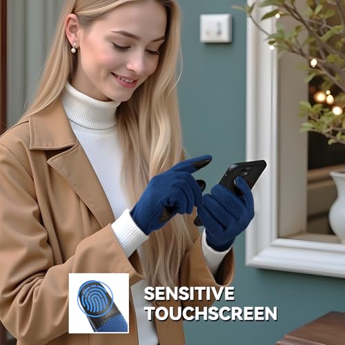 OZERO Womens Gloves Winter,Warm Thermal Polar Fleece Touchscreen Gloves Women In Cold Weather Driving Running Texting - Image 2