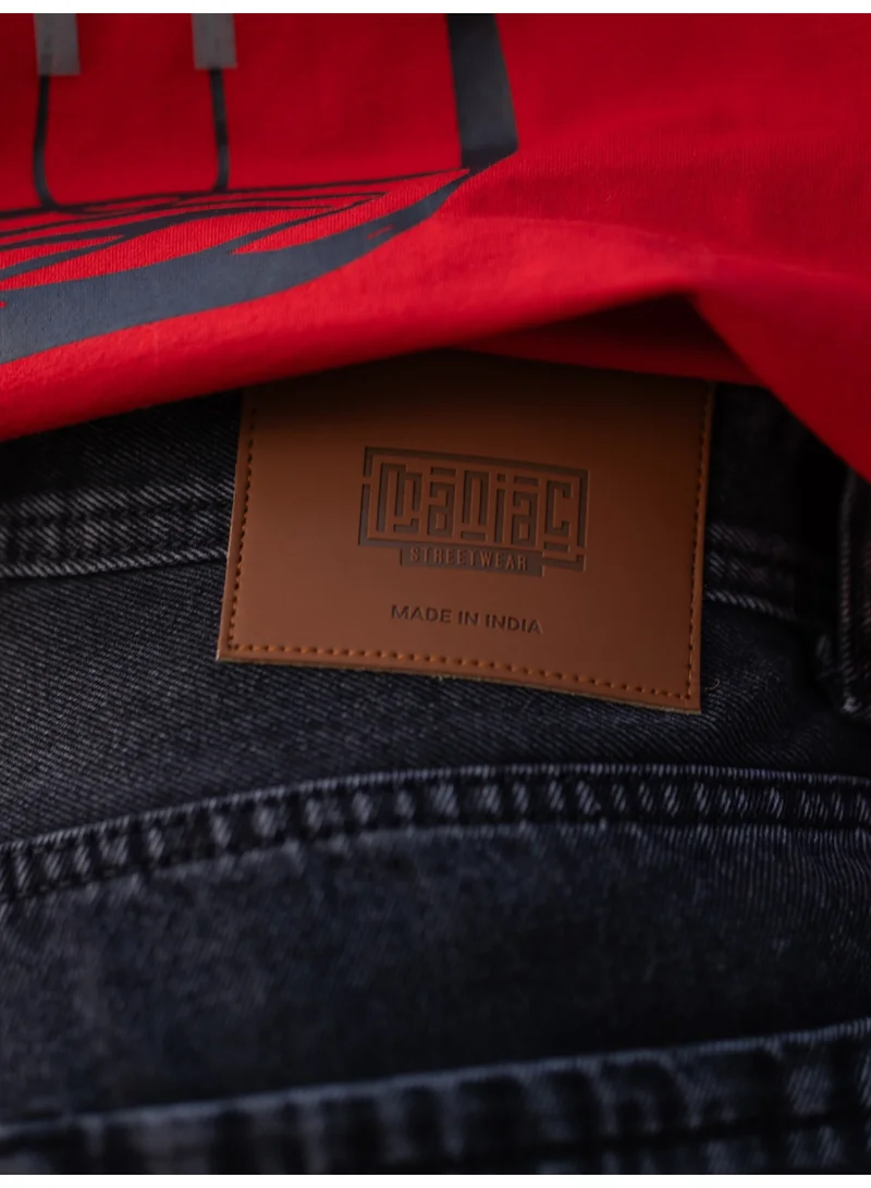 Maniac Maniac Mens Solid Baggy Graphite Denim Fabric Jean