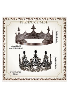 Excefore Prom King and Queen Crowns, 2 Pcs Antique Royal King Crown, Women Baroque Queen Crown, Crystal Tiara Crowns Prom Accessories, for Wedding Birthday Party Costume  - Image 2
