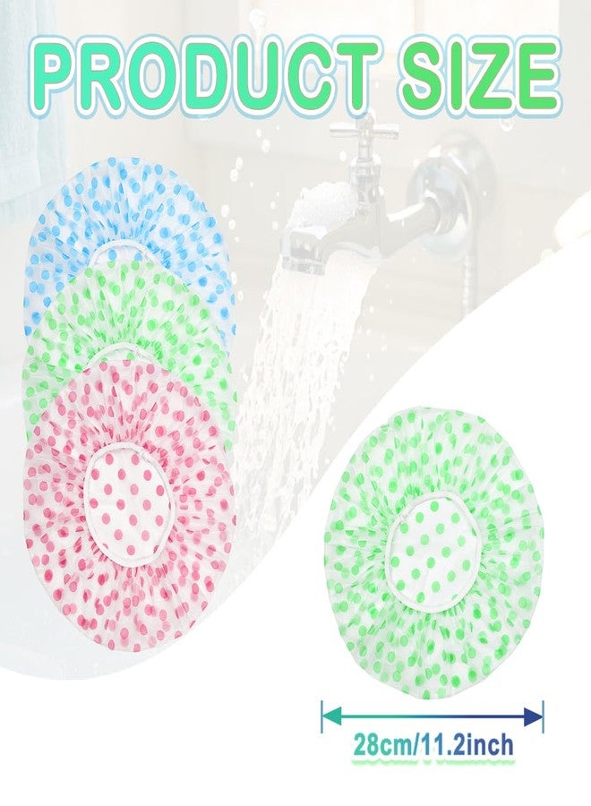 FZWONVUC 18 Pack Shower Caps for Women,Waterproof Reusable & Disposable Adjustable Bath Caps For Spa Long Hair Travel Saunas (Blue+Red+Green) - Image 2