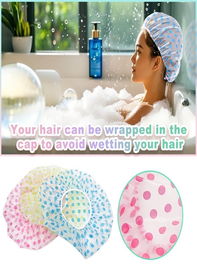 FZWONVUC 18 Pack Shower Caps for Women,Waterproof Reusable & Disposable Adjustable Bath Caps For Spa Long Hair Travel Saunas (Blue+Red+Green) - Image 5