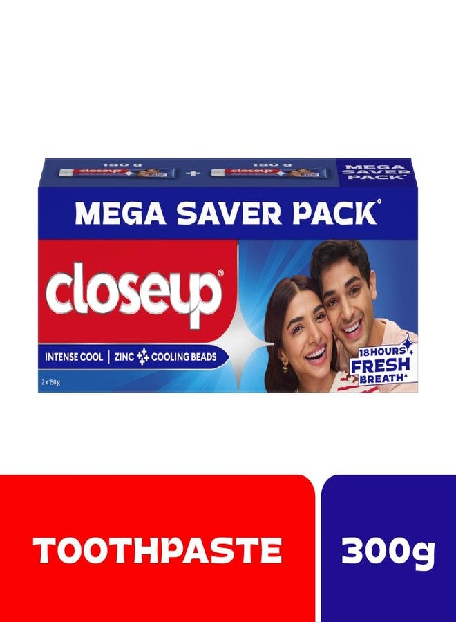Close Up Closeup Intense Cool Blue Gel Toothpaste with Cooling Beads | Intense Cooling | 18 Hours of Fresh Breath, 300g (150g x 2) - Image 2
