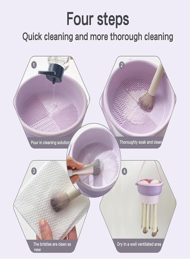 GOMNIK 3-in-1 Silicone Makeup Brush Cleaner Bowl Set - Deep Cleaning Mat, Brush Drying Holder & Cosmetic Organizer - Efficient Makeup & Paint Brush Cleaner for Flawless Beauty Routine - Image 4