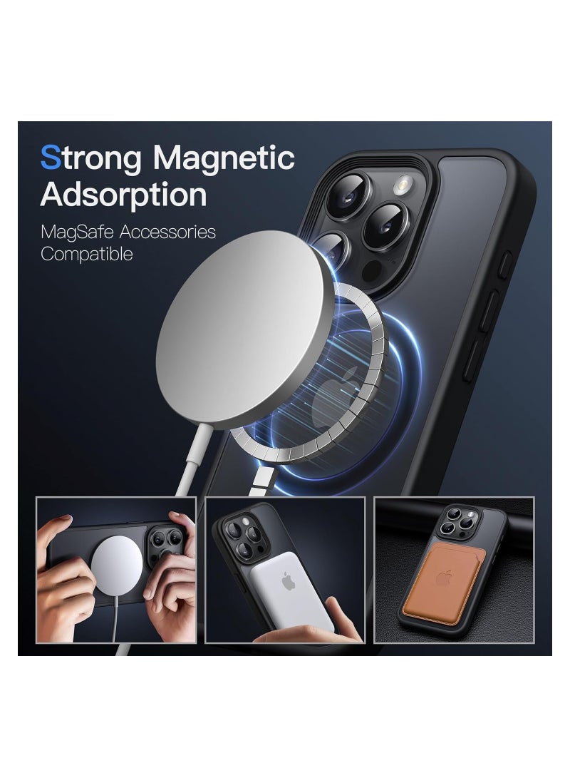 Jetech Magnetic Case for iPhone 15 Pro Max 6.7-Inch Compatible with MagSafe NOT FOR iPhone 15 Pro 6.1-Inch Translucent Matte Back Slim Shockproof Phone Cover Black - Image 3