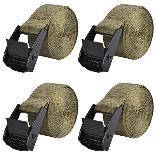 TRIWONDER Cinch Tie Down Strap Lashing Straps Heavy Duty Nylon Straps with Cam Buckles for Cargo, Trucks, Boat, Motorcycle,SUP, Kayak, Canoe, Trailer (1.5m, Green - 4 Pack) - Image 1