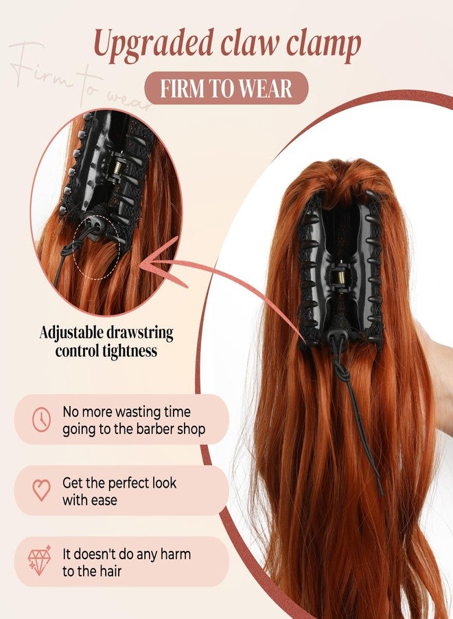 LONAI Claw Clip Ponytail Extension for Women 24 Inch Curly Wavy Ponytails Extensions Clip in Ponytail Hair Extensions Pony Tail Clip on Ponytails Hair Piece (Copper Red) - Image 3