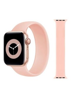2-Pack Solo Loop Band Silicone Elastic Strap and Case for Apple Watch Series 7 45mm Medium Size Pink Sand