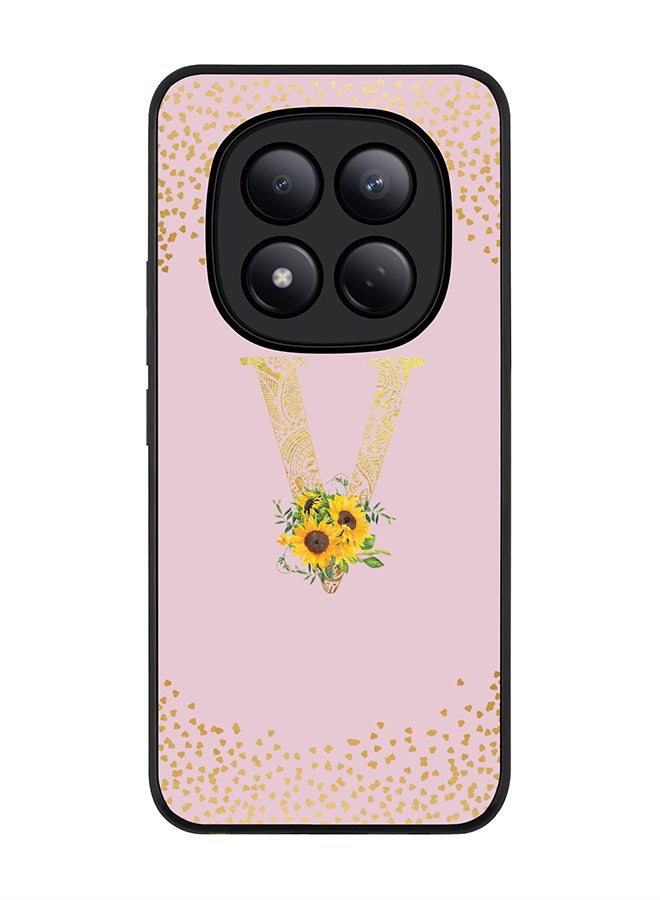 For Xiaomi Redmi Note 15 Pro 4G Case,Slim fit Camera Protection, Shockproof Thin Phone cover  - Custom Floral Monogram - V  (Pink )