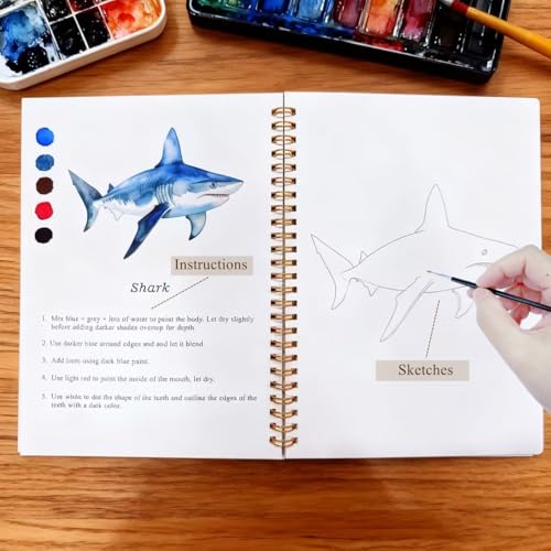 Baeleega Watercolor Workbooks Coloring Book Beginner Friendly Painting Kit Easy Nature Scenes Paint Set Art Crafts for Creative Exploration Gift for Adults (Flowers, with Palette) - Image 4