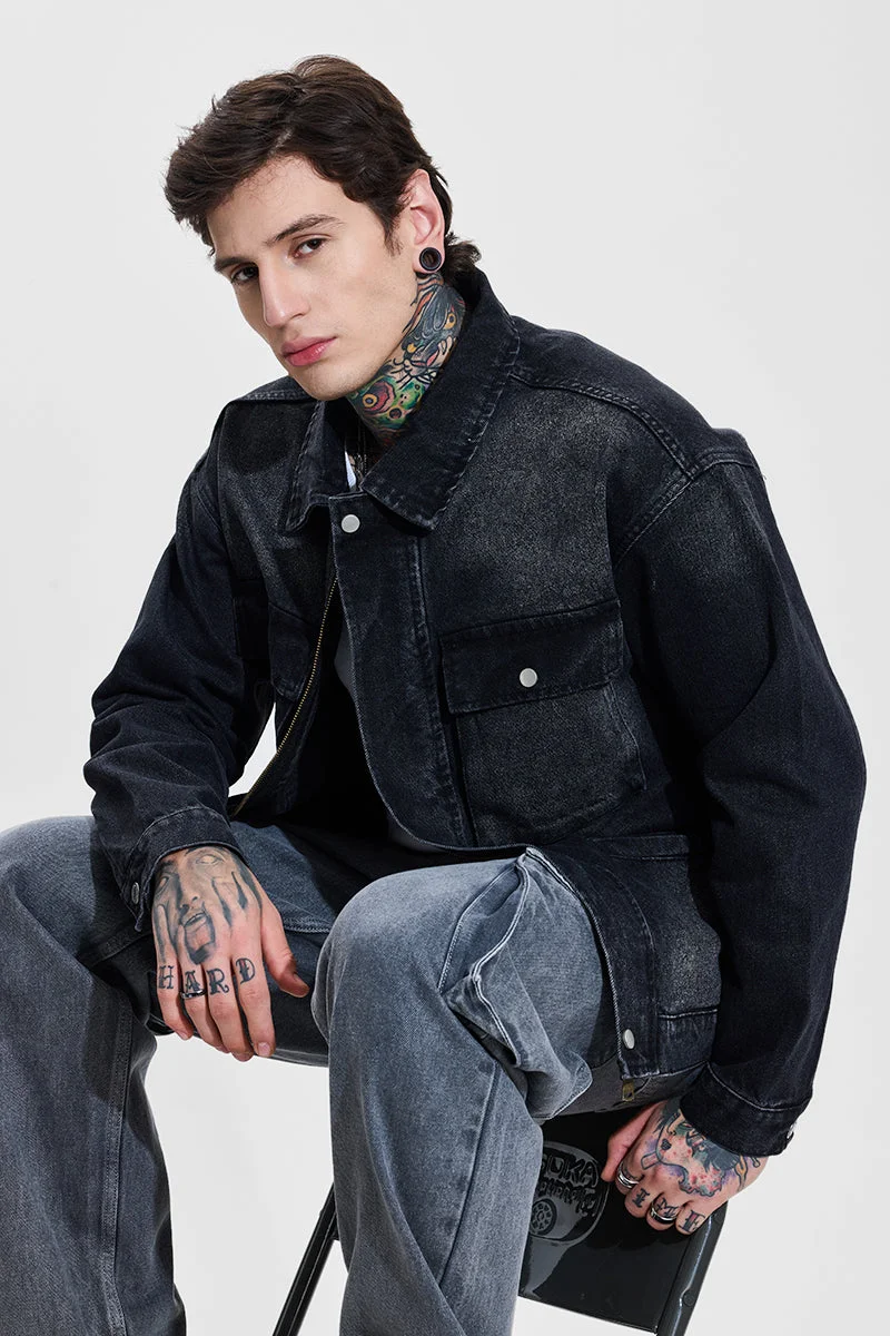 SNITCH Washed Relaxed Fit Denim Jacket